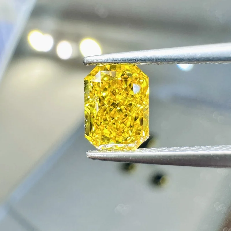CVD Lab Grown Diamond Radiant Cut Loose Yellow Fancy Colored Diamond IGI Certified Natural Diamond Alternative for Engagement
