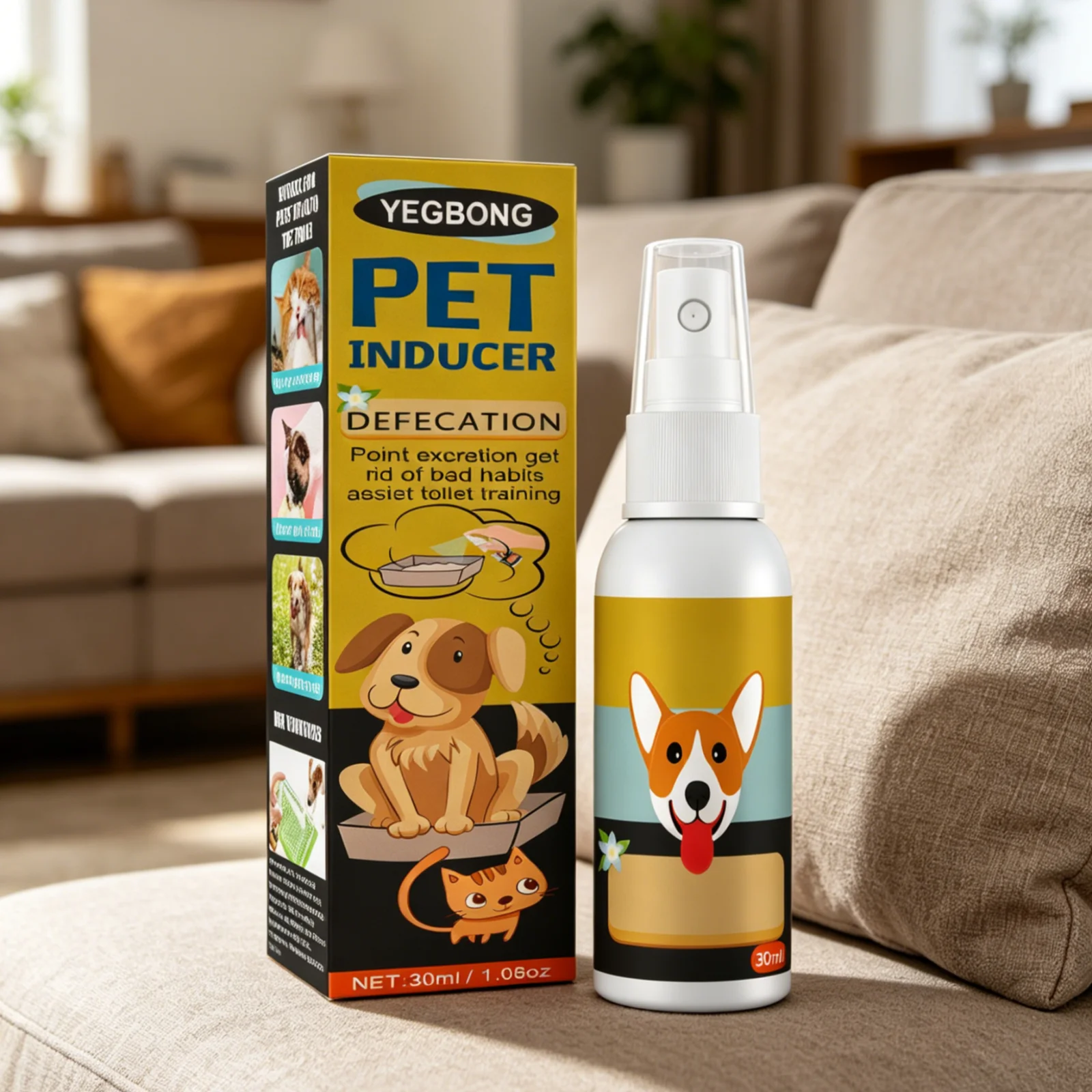 YEGBONG Pet Defecation Inducer Spray Point Excretion Inducer Eliminate Defecation Bad Habits Gentle Pet Toilet Training Spray