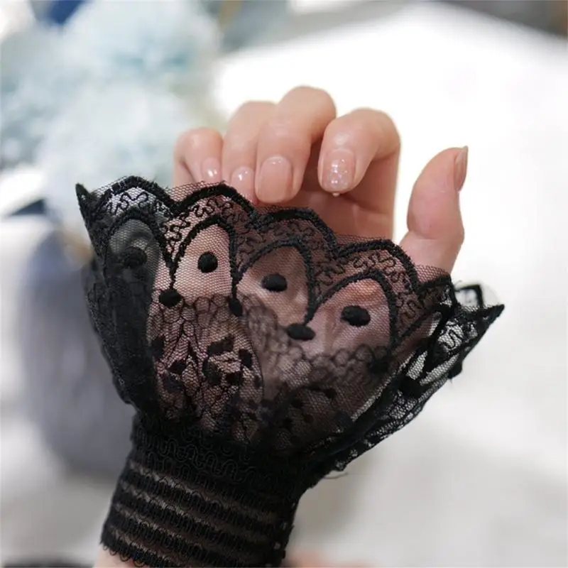 652f-韓国風フェイクスリーブ装飾フリル袖シャツセーター袖口カバー