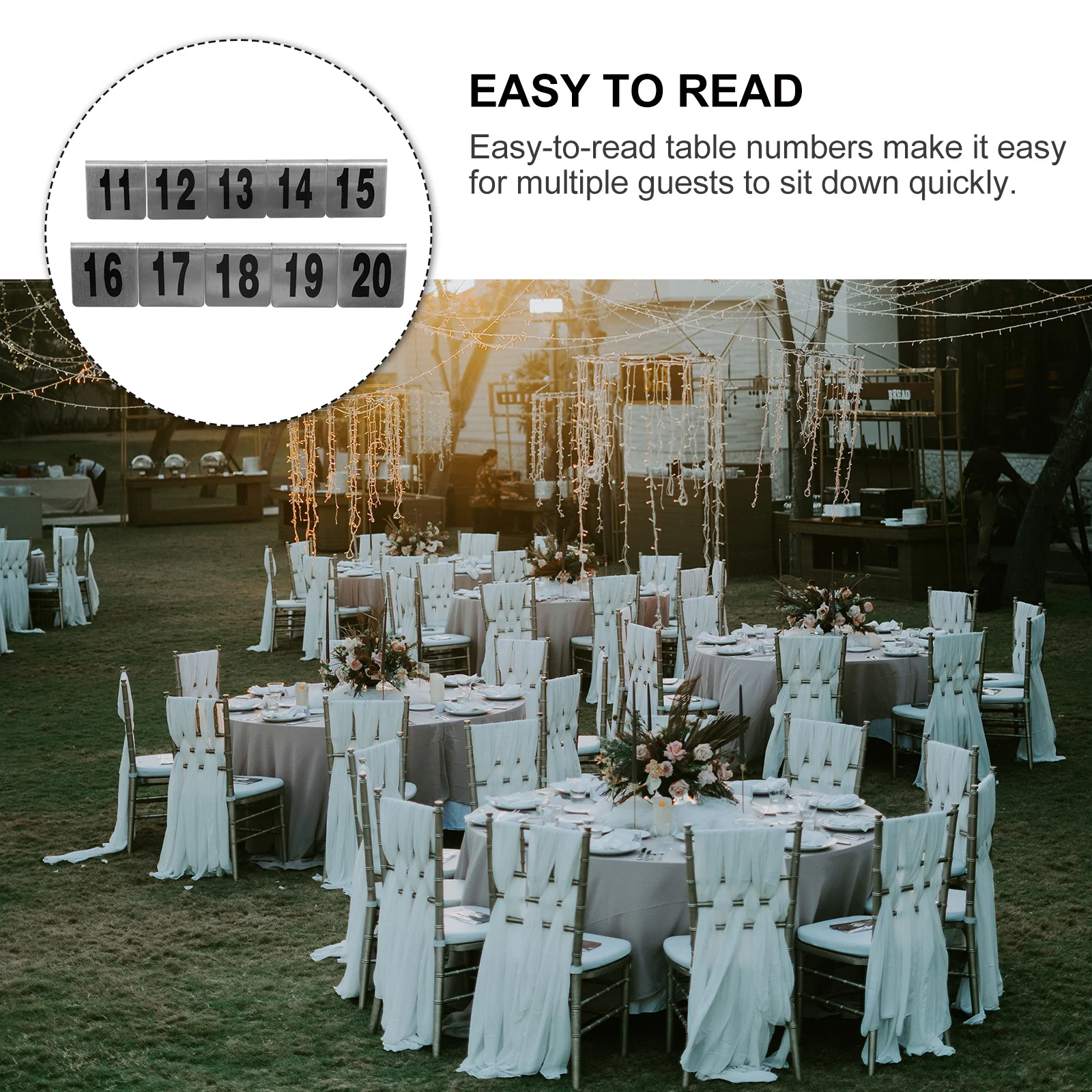 

10Pcs Stainless Steel Table Numbers Functional Desktop Number Plate for Banquet Party 11-20 Stainless Steel Number Plate