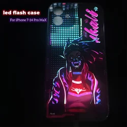 Anime Girl Boy Luminous Phone Case For iPhone 14 13 Pro Max 12 11 17 8 Plus X XR XS Max Art Abstract Shockproof LED Cover Coque