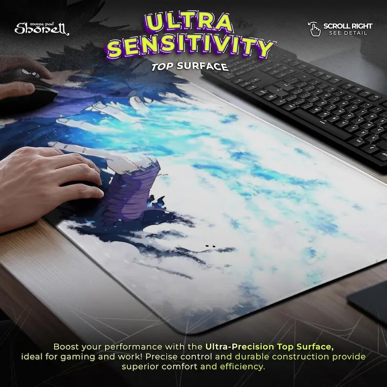 Tappetino per mouse Dabi Blue Flame - Tappetino da scrivania anime My Hero Academia Villain con Fire Aura - Regalo per la configurazione di giochi anime scuro