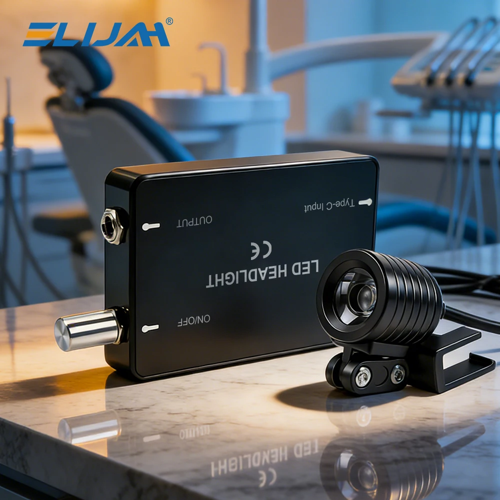 ELIJAH Dental LED Headlight Max 40000Lux Adjustable Brightness Rechargeable Dentist Headlamp with Carry Case Dentistry Tools