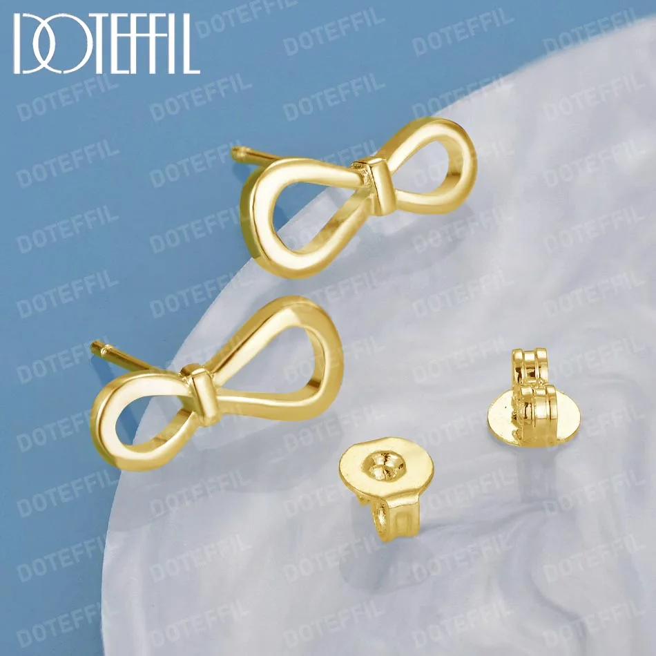 

DOTEFFIL 18K Gold Number 8 Stud Earrings For Woman Wedding Engagement Fashion Party Charm Jewelry