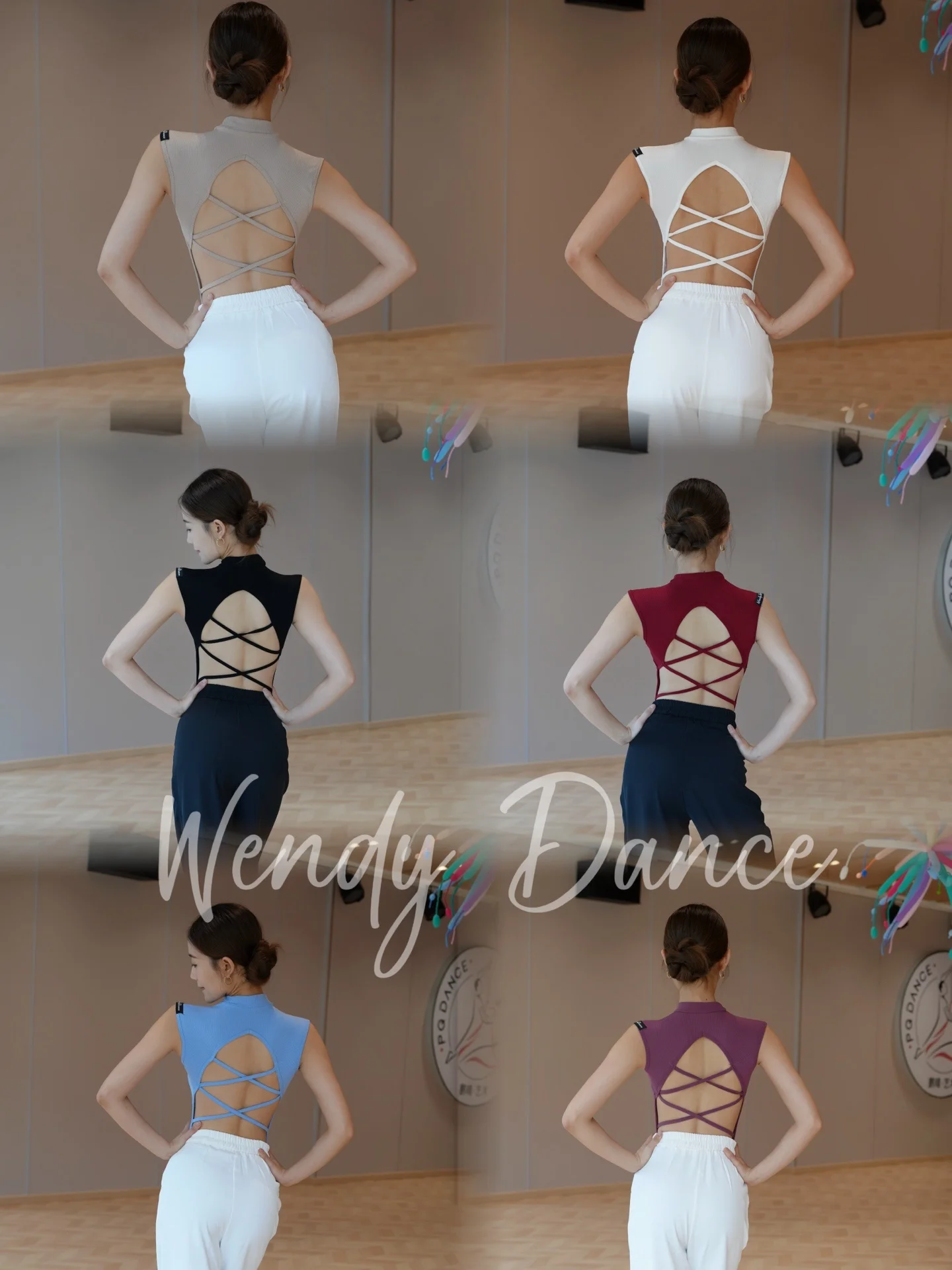 ใหม่แขนกุดBacklessบอดี้สูทLatin Dance Topsฝึกเสื้อผ้าSamba Chacha Tangoชุดเต้นรําละตินสวมใส่DN21308