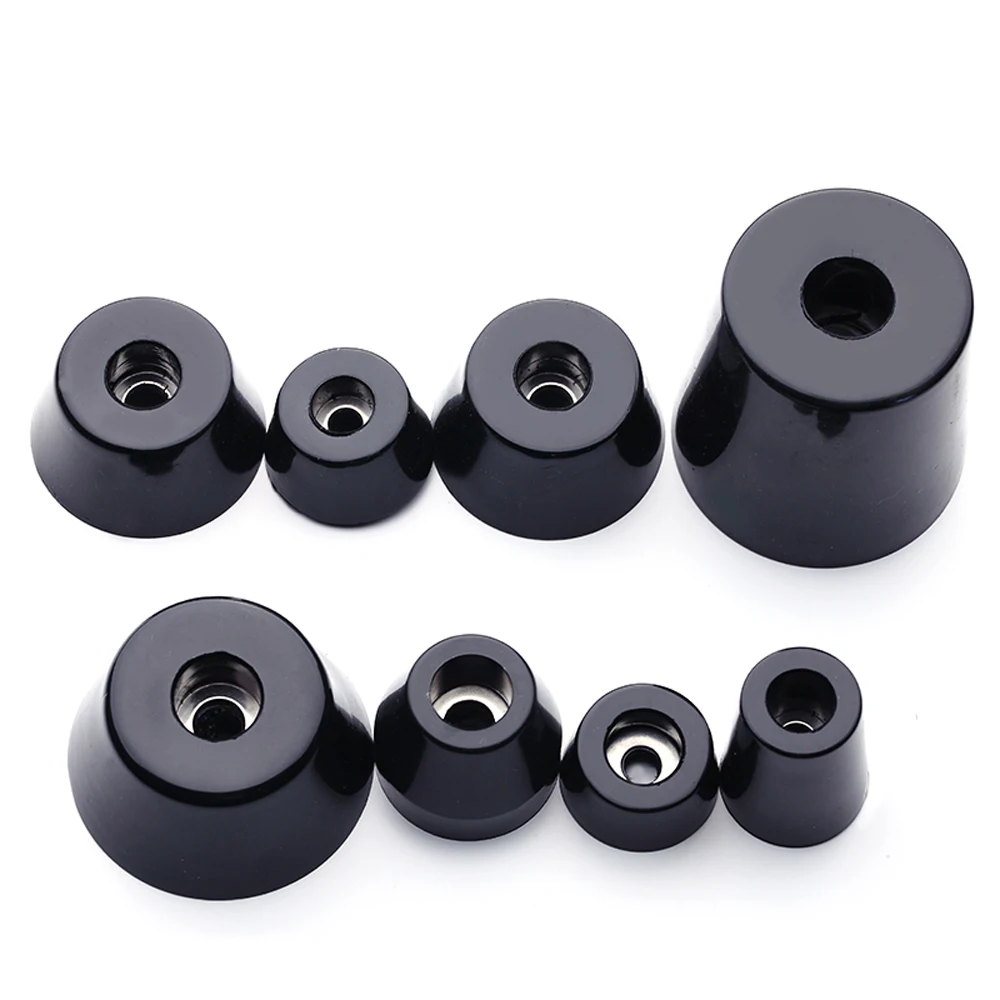 4pcs Black Rubber Feet with Washer Conical Anti Slip ​Shock Pad For Speaker Cabinets Flight Cases Furniture Floor Protector image 4