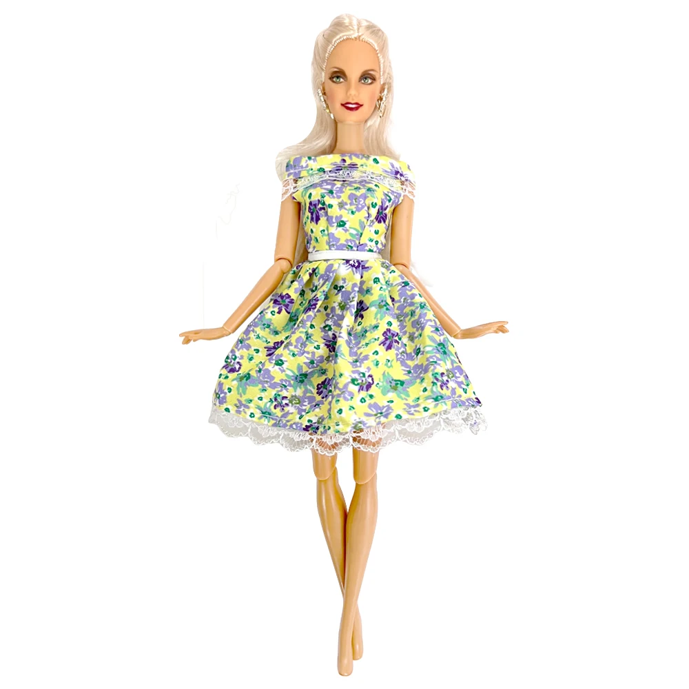 NK 1 Set 1/6 Doll Fashion Outfit Green Dress With Flower Pattern Modern Skirt for 1/6 Doll Clothes Dolls Accessories Children