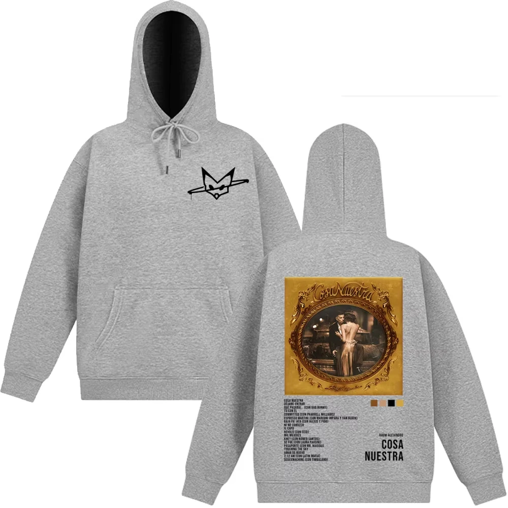 مغني الراب Rauw أليخاندرو كوسا نوسترا جولة 2025 هوديي الرجال النساء Harajuku البلوز طويلة الأكمام الشرير الهيب هوب قمصان سويت شيرت بقلنسوة