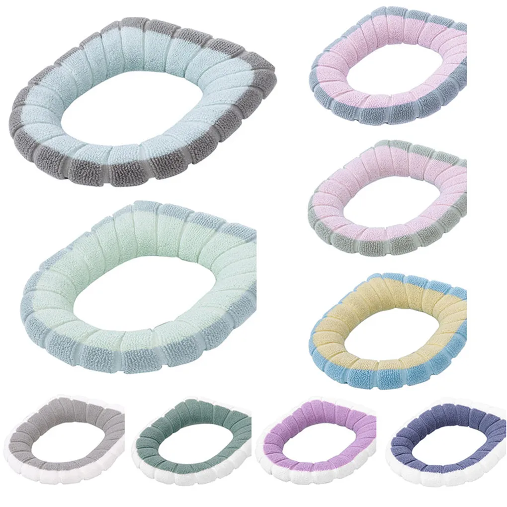 Wc Bril Mat Zachte Pad Wasbaar Closestool Mat Warmer Kussen Badkamer Accessoires, Colocasia Blauw Grijs