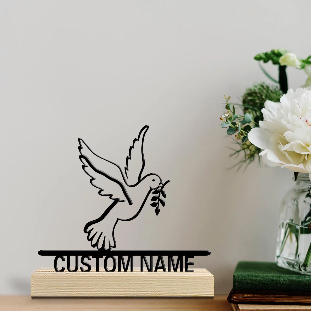 1pc Metal Ornaments with Customizable Names Customizable Name With Wooden Base Housewarming Gift,Metal Ornament Decoration