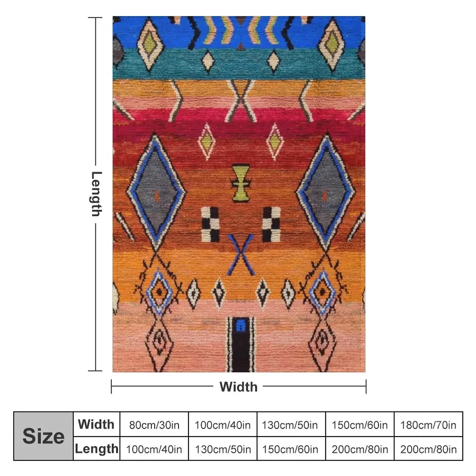 Heritage Traditional Multicolour Moroccan Rug Design Throw Blanket Beautifuls Soft Big Polar Beach Blankets