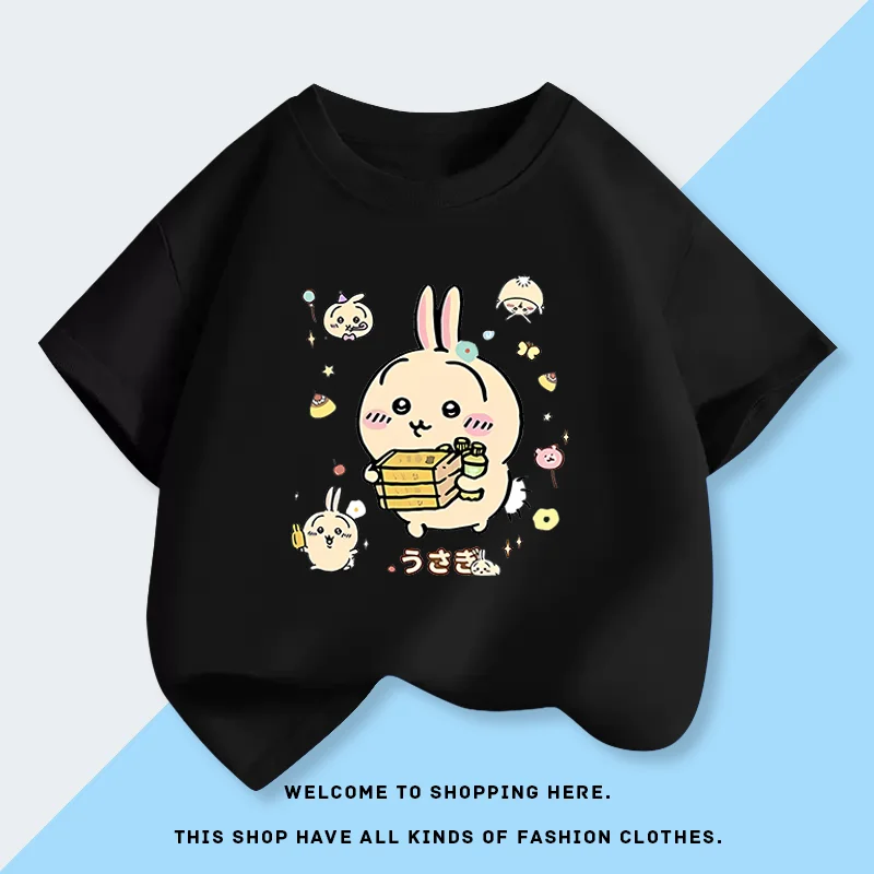 Chiikawa Weiches Niedliches Anime-Charakter T-Shirt, Unisex Locker Sitzendes Lässiges Sommer-Kurzarm-O-Neck Harajuku Streetwear Alltags-Oberteil – Detail 6