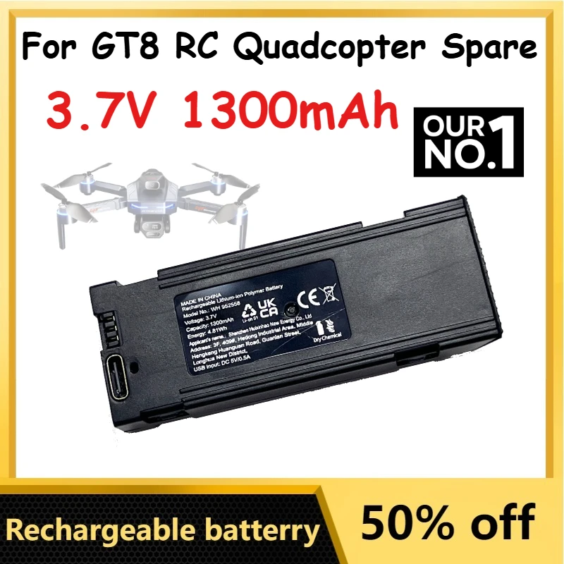 

3.7V 1300mAh GT8 Drone Battery Screen 4K Professional 8K Battery for GT8 RC Quadcopter Spare Rechargeable Batteries