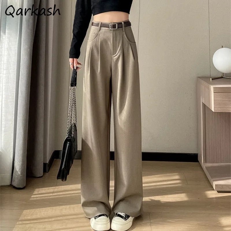 

Casual Pants Women Vintage Slouchy Loose Wide Leg Trousers All-match Bottoms Mopping High Waist Pure Color Streetwear Newly Ins