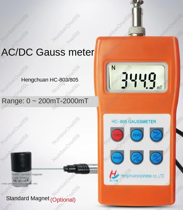 AC/DC Gauss Meter Hc805 Hand-Held Teslameter Hc803 Magnetometer Magnetic Separator Iron Remover Detection 1%