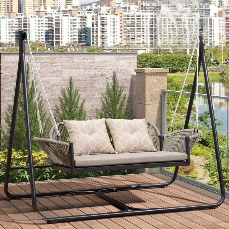 

Outdoor swing courtyard garden hanging chair outdoor villa double swing home balcony hammock online celebrity swing chair