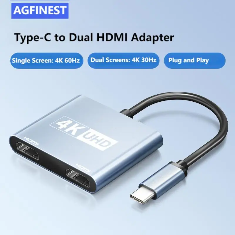 

TYPE C to dual Hdmi Compatible USB C Hub Splitter 4K 60HZ Dual Screen Expantion Mirror mode Hub For macbook Mobile phone PC