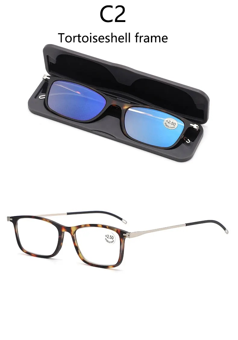 BOYSEEN Herren-Lesebrille mit blauem Lichtschutz, tragbare Taschenbrille mit ultradünner Box, 14 x 4 x 0,8 cm, Hyperopiebrille – Detail 10