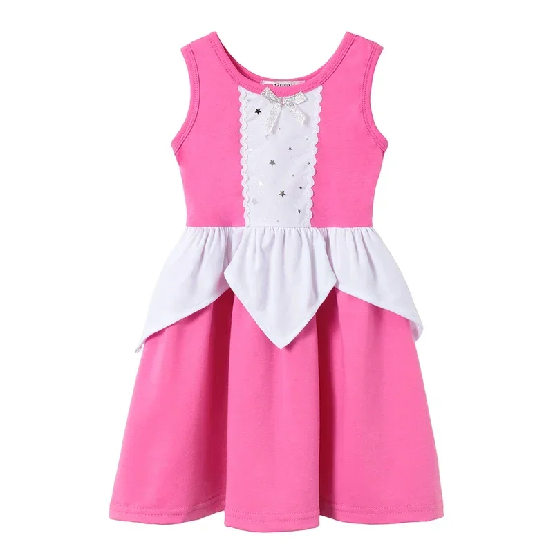 AA Cute Girls Princess Dresses Cotton Sleeveless Casual Clothing Toddlers Sleeping Beauty Snow White Minnie Birthday P 2025 New
