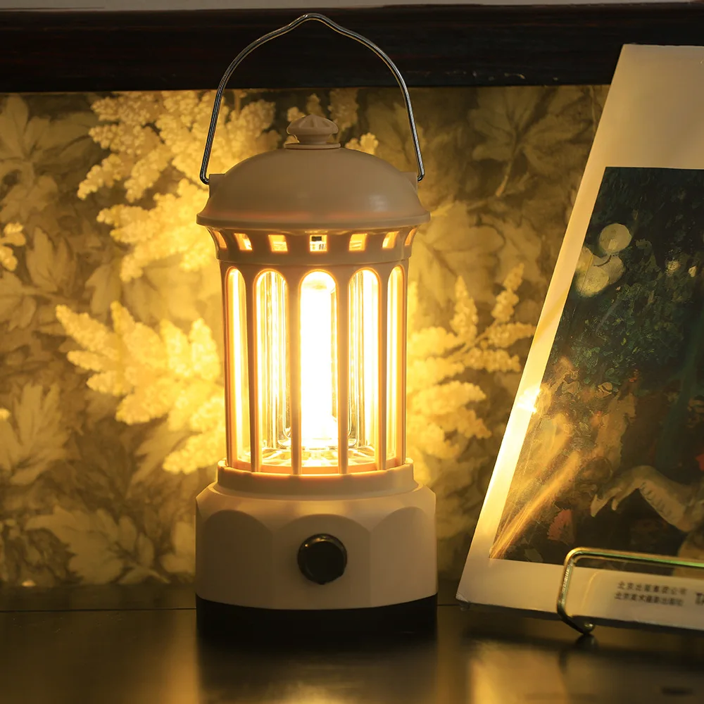 ضوء ليلي خارجي على شكل عمود روماني، فانوس تخييم محمول للنقل، سهل الحمل، إضاءة فناء الدراسة