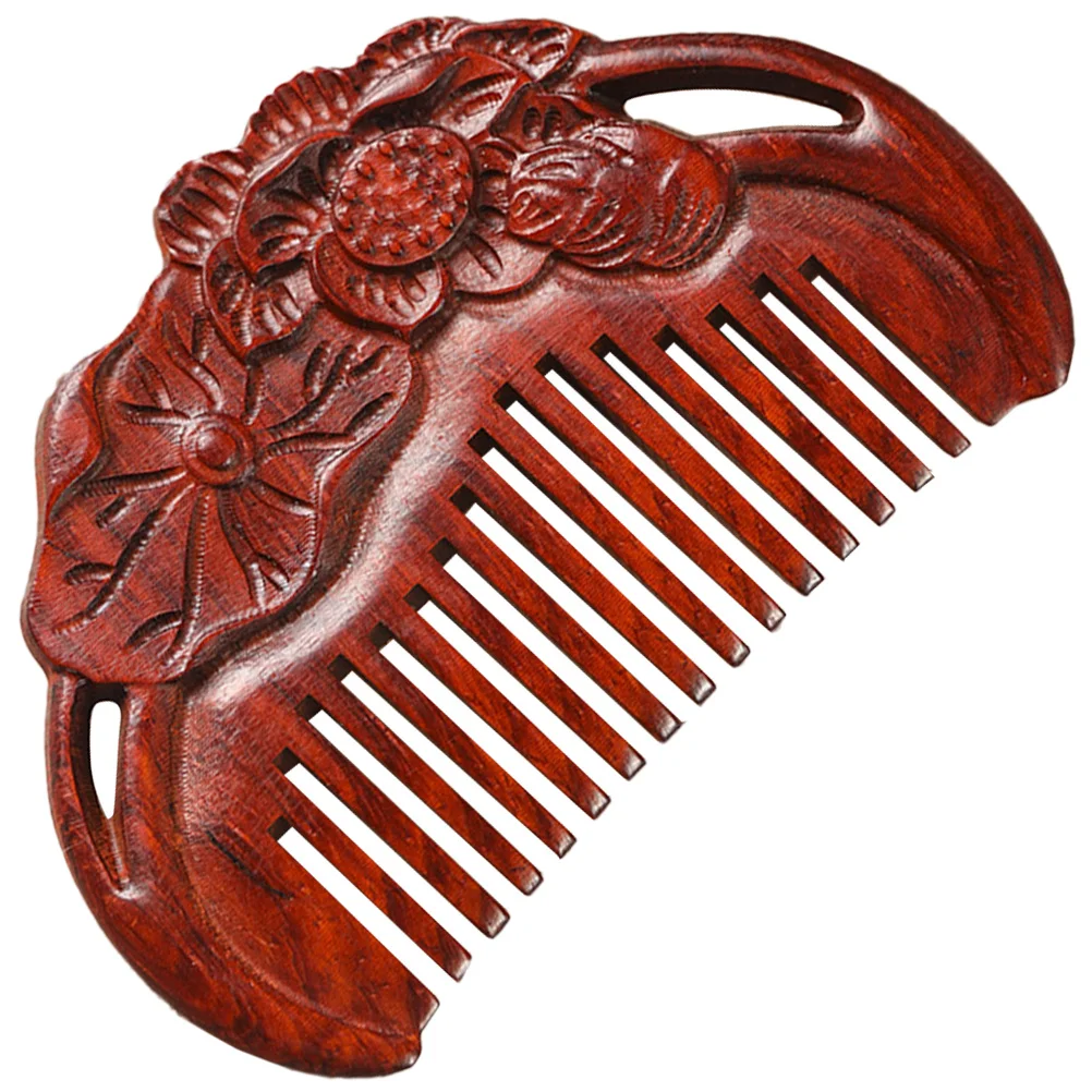 

Wooden Wide Tooth Hair Comb Rounded Smooth Surface Durable Wood Material Hair Detangler Scalp Care Massage Comb No Static