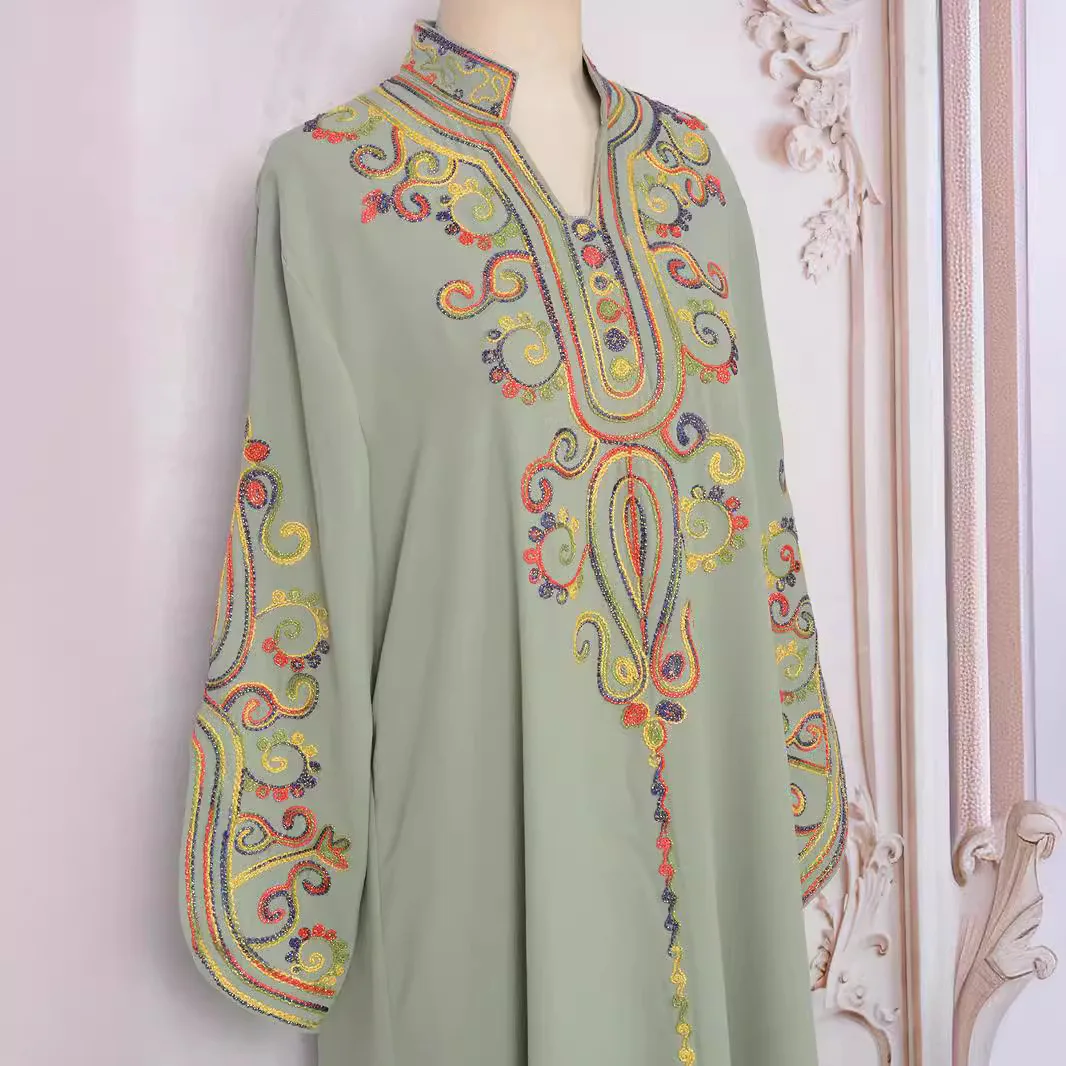 Eid Muslim Abaya for Women Embroidery Dresses Jalabiya Ramadan Arab Long Robe Dubai Abayas Kaftan Islam Party Vestidos Morocco