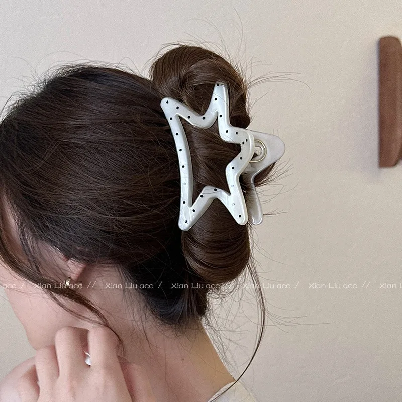 Fashion France Style Senior Large Black Wave Dot Design Hair Claw for Women Girl Hair Clips Sweet Hair Accessories for Women