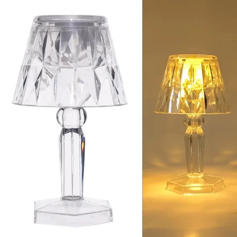 LED Night Light Battery Powered Crystal Bedside Nightlight Girl Bedroom Decoration Lamp for Home Birthday Wedding Party Decor