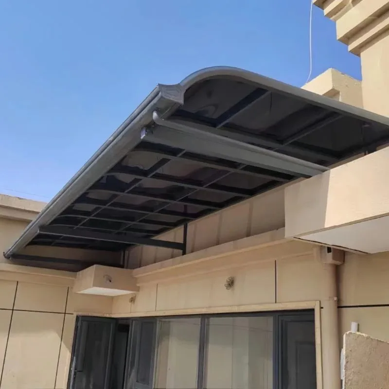 

Aluminum door and window awning with polycarbonate roof, sun and rain protection