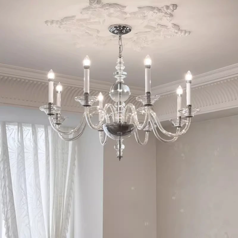French Medieval Style Glass Crystal Candle Chandeliers Living Room Art Decor E14 Pendant Lights Lighting Bedroom Hanging Lamps