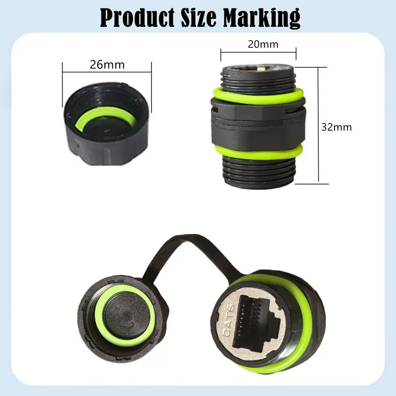 IP68 Zinc Alloy CAT6 Waterproof and Dustproof RJ45 Ethernet Port With Shielded Signal Aviation Plug Connector RJ45 Network Head