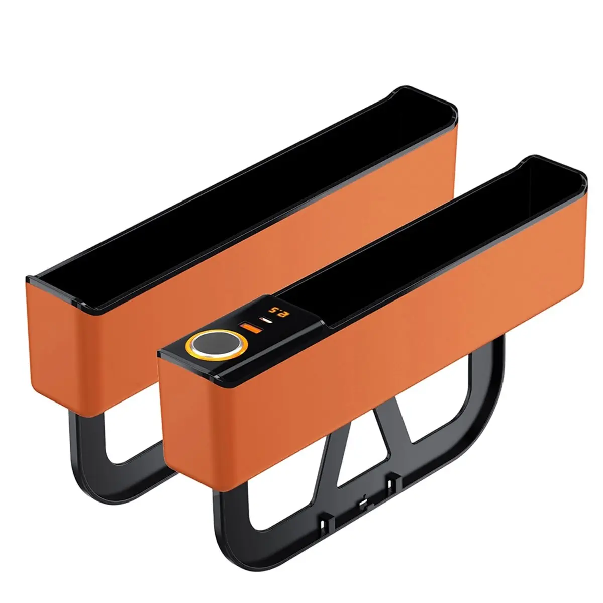 DT38 Center Console Pad Car Seat Storage Box Super Fast Charge Organizer Seat Crevice Filler Box Armrest Box Orange