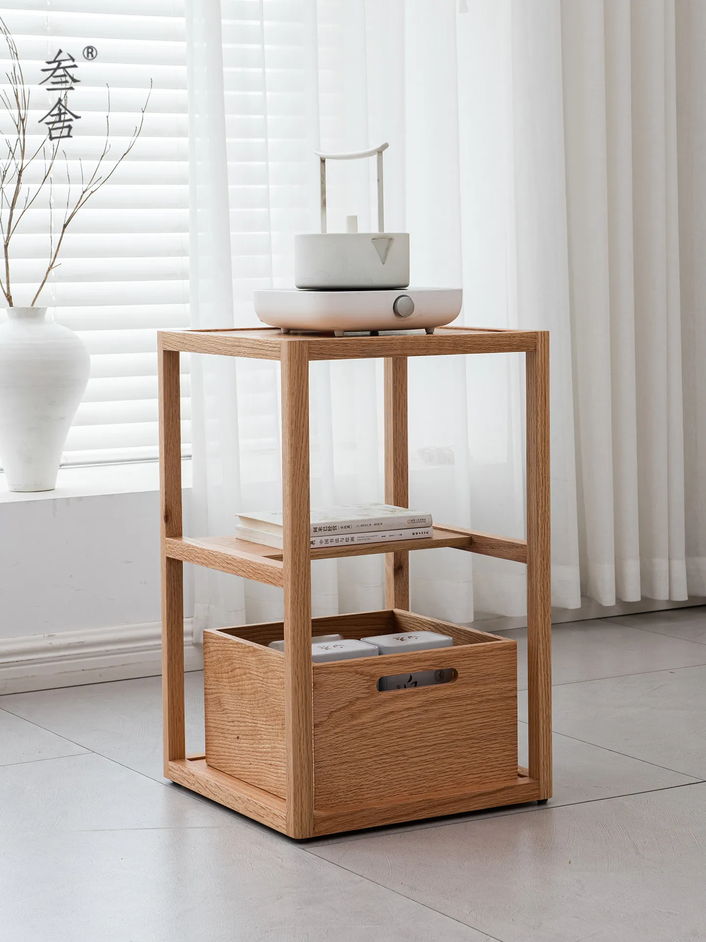 CX Solid Wood Small Boiling Rack Modern Simple Tea Room Mini Tea Cabinet Shelf