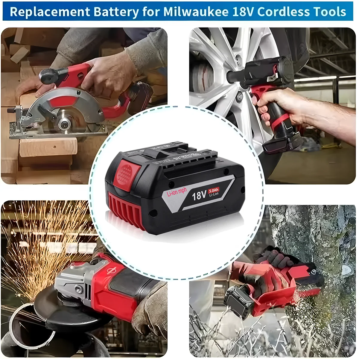 18V 5000mAh 186500 pro Milwaukee M18 lithiová náhradní baterie pro Milwaukee 48-11-1860 48-11-1850 48-11-1840 nářadí - náhled 5