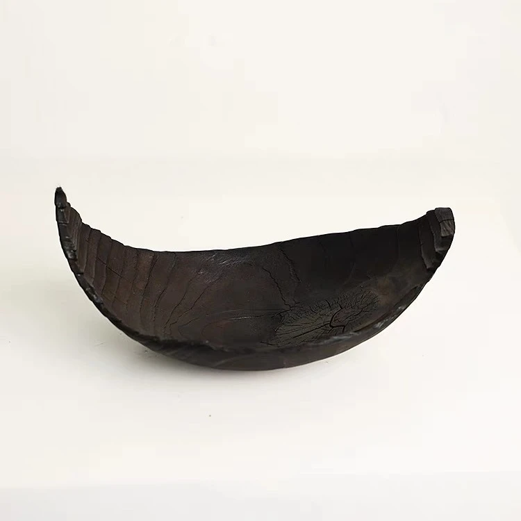 

Wabi sabi wind, carbonized wood, living room, household fruit plate, black, bogu rack, high quality