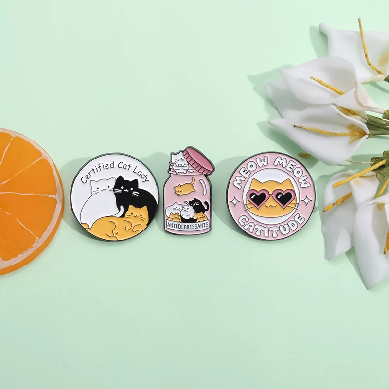 Certified Cat Lady Brooch Enamel Pins Custom Cartoon Meow Catitud Metal Brooches Lapel Badges Funny Jewelry Gift Accessories image 5