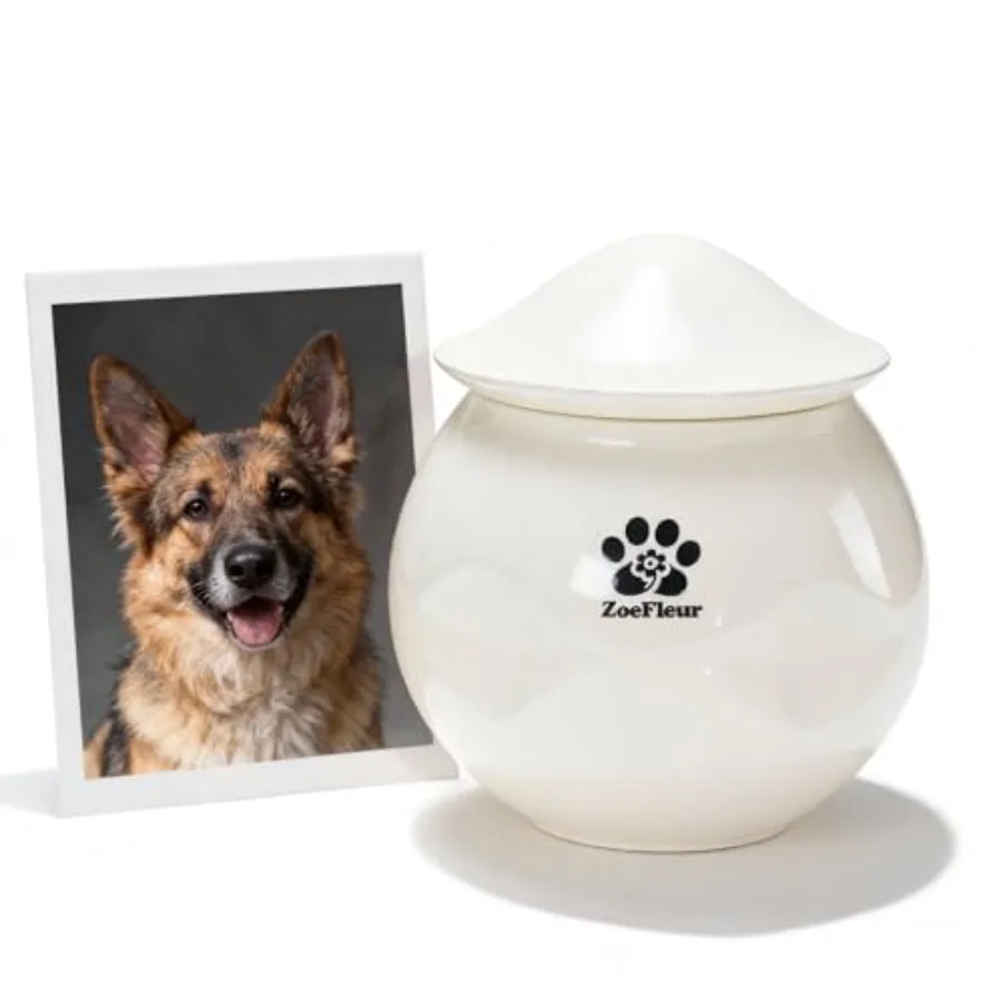 

Memorial Urn for Cat or Dog - Landscape Art Keepsake in Eco-Resin A Healing Home Ornaments A-White