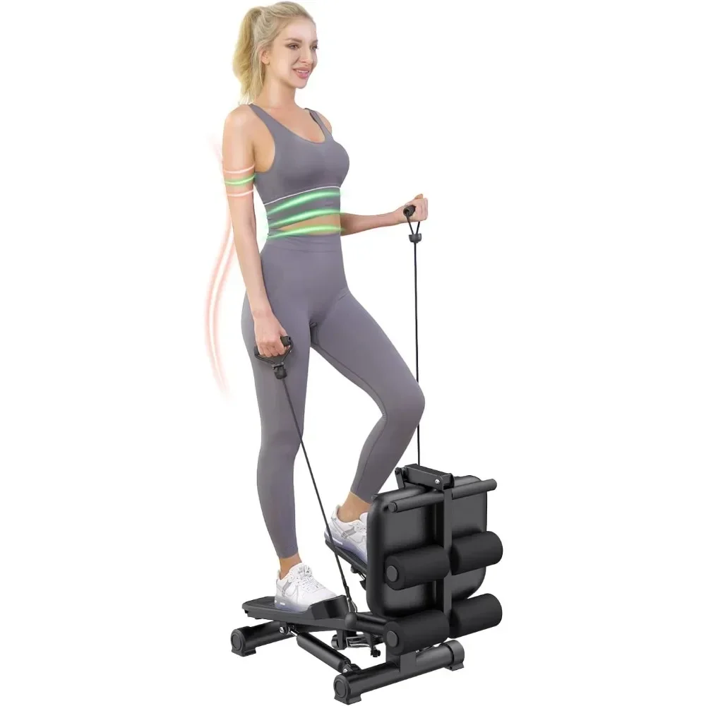 Stair Stepper for Exercise with Resistance Bands,Workout Machine for Home Gym, wide bases provide steady, quiet and smooth