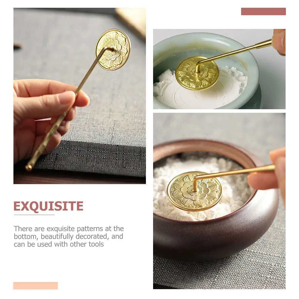 Copper Incense Ash Presser Heavy Duty Long Handle Ash Sealing Tool for Incense Burner Meditation