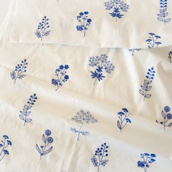 Japanese style Flat embroidered cloth, plant embroidery, hand-made fashion housewares, dress decoration fabrics by the meter
