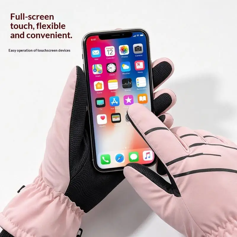 Winterwarme, dicke Skihandschuhe für Damen und Herren, Touchscreen-fähig, rutschfest, tragbar, mit Tasche, Outdoor-Zubehör für Radfahren und Skifahren. – Detail 5