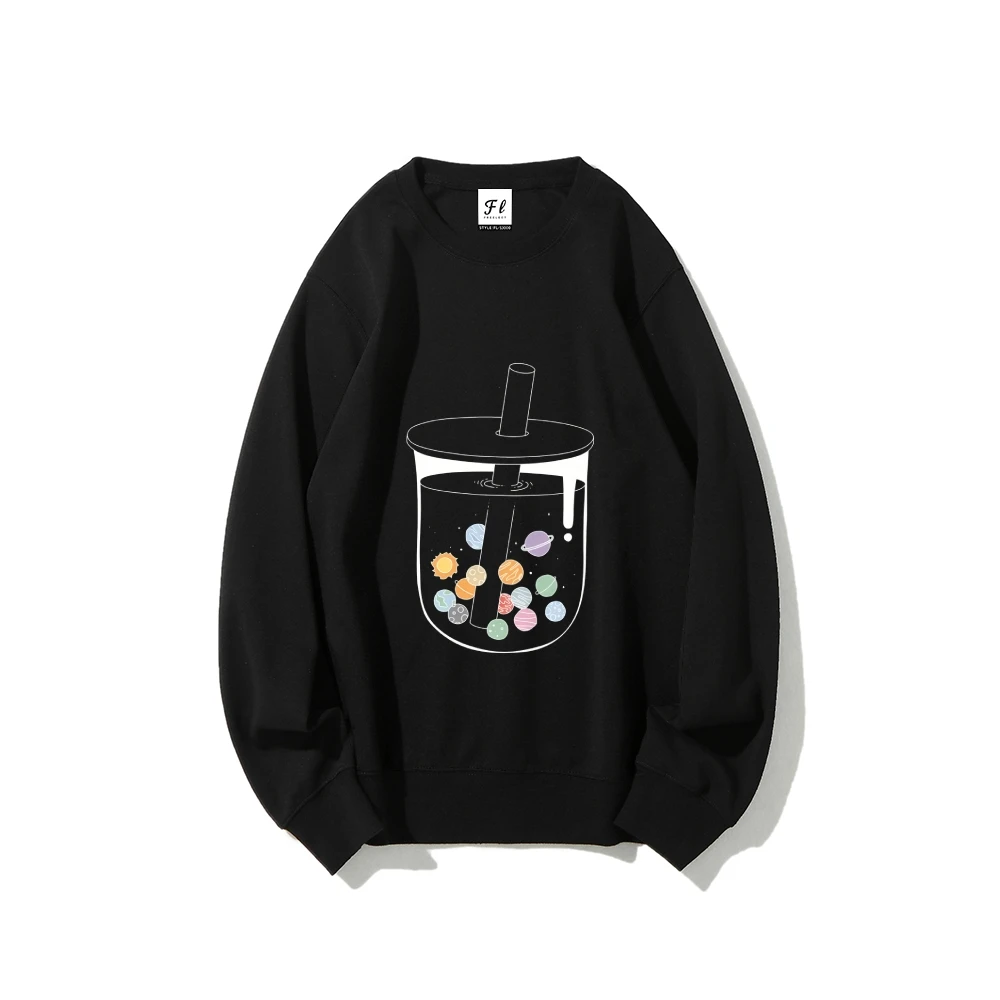 プラネットジャートレーナークリエイティブデザイン秋冬カジュアルルーズ長袖リラックスした風変わりなユニークな快適な布トップス