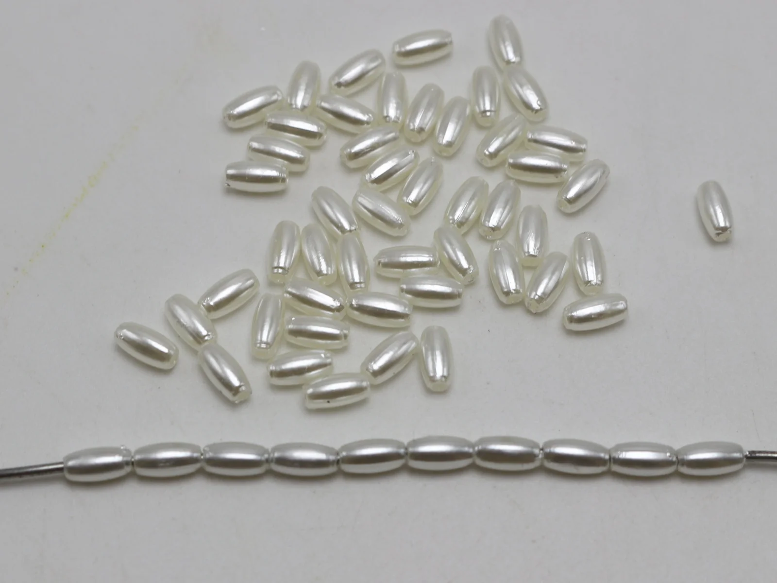 1000 Pure White/IVory Plastic Faux Pearl Tiny Rice Oval Beads 3X6mm Imitation Pearl