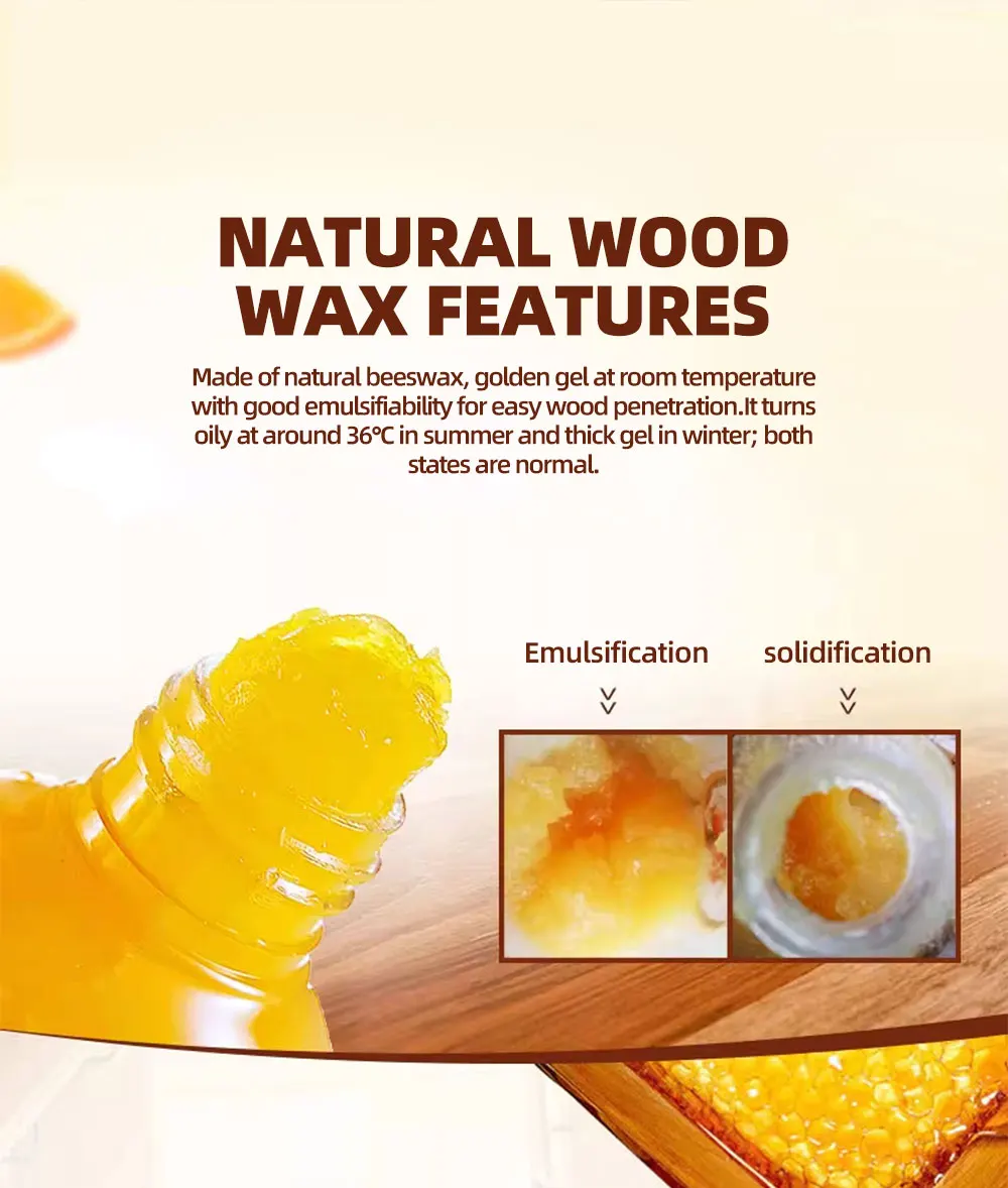 80ml natural beeswax with sponge, unscented type for furniture, floor, etc., essential wooden care for home, simple packaging