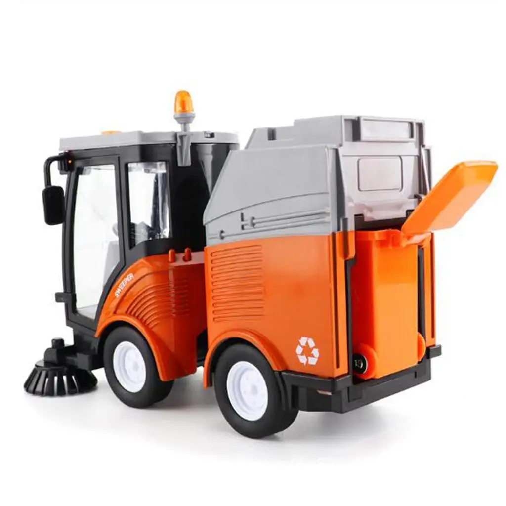 Simulation Street Sweeper Truck Toy 1 16 Diecast Vehicle Pull Back Car with Lighting for Children Kids Play