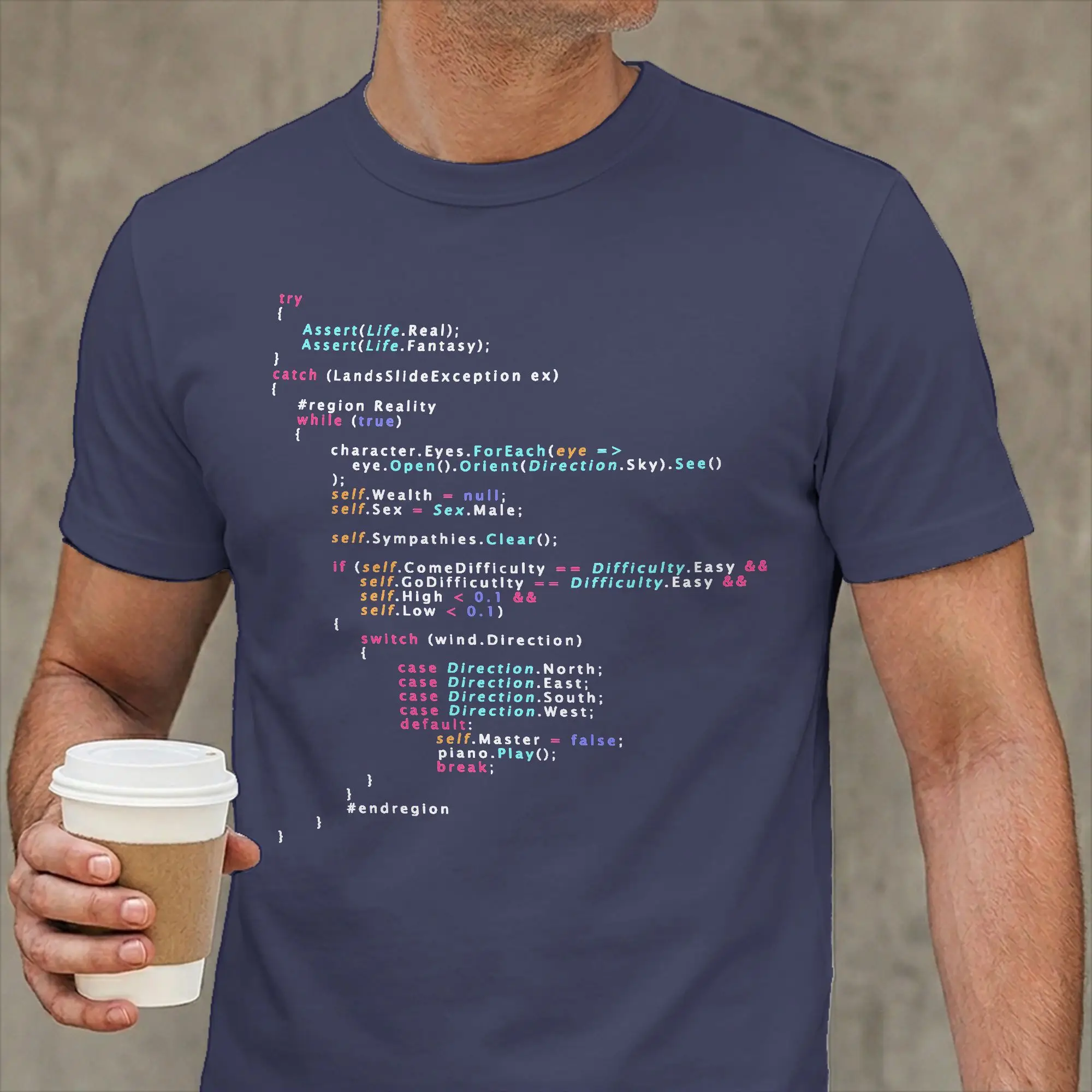 Real Life Coding Programming Color T Shirts Men's  Cotton Creative T-Shirts Programmer Softwarea Tee Shirt Short Sleeve Clothing