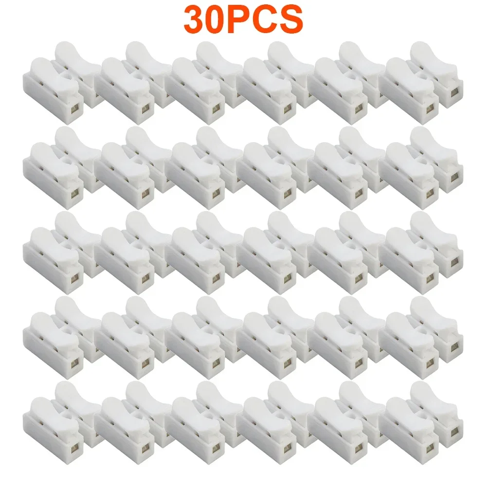 30Pcs CH2 Spring Quick Wire Connector Cable Clamp Terminal Block LED Strip Light For Electric Equipment Supplies Accessoies