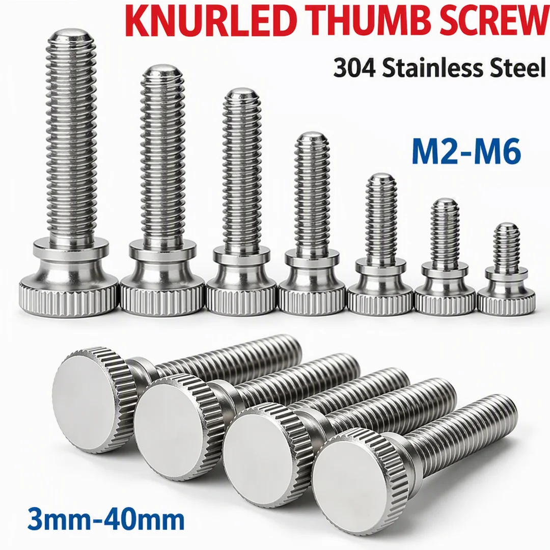 304 Stainless Steel Knurled High Head Thumb Screws GB834 M2 M3 M4 M5 M6 Step Hand Tighten Adjust Lock Screws