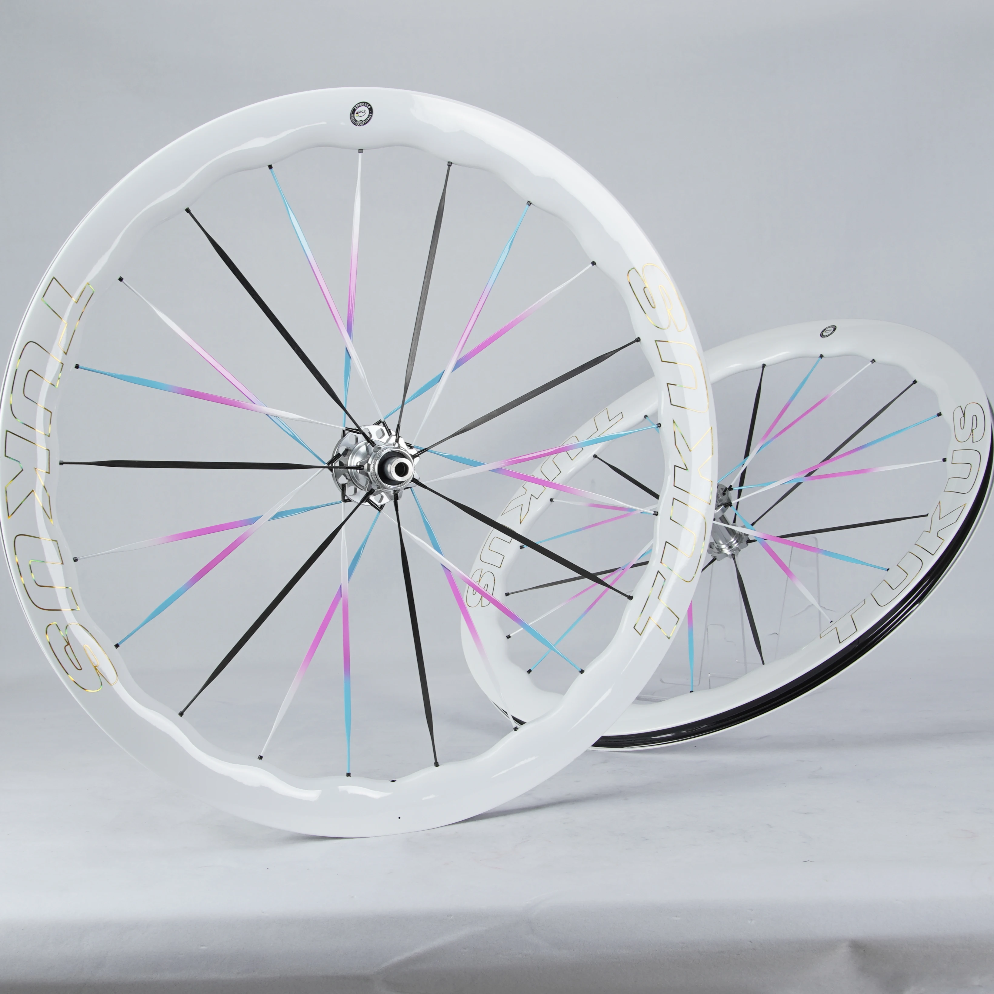 

Tukus Carbon Wheelset Rainbow Wave Wheelset Wheel Set UCI Quality Racing Wheelset 700c Wheelset Road Bike Disc Brake Wheelset