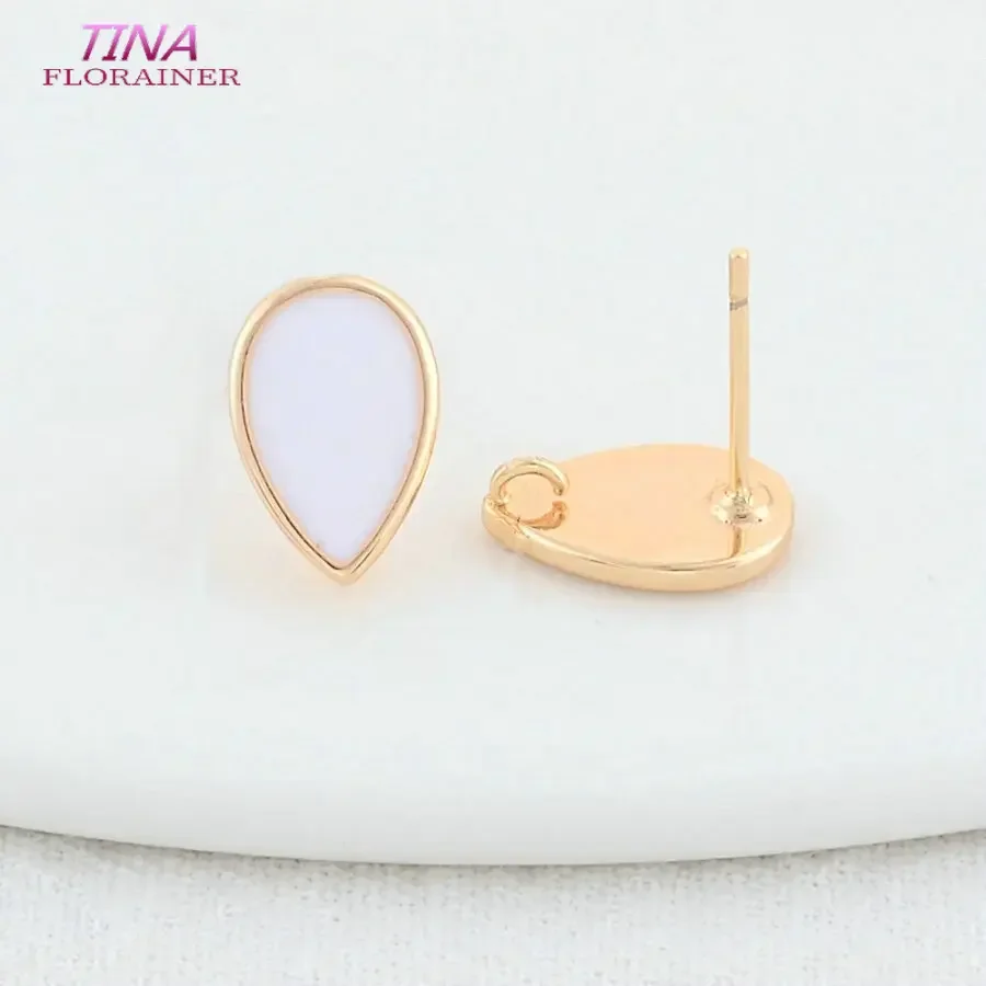 골드 컬러 도금 황동 드롭 모양 스터드 귀걸이, DIY 쥬얼리 제작, 찾기 액세서리, 고품질, 8x12mm, 14K, 6PCs